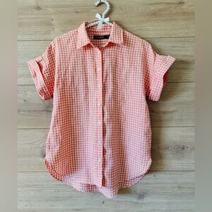 Ralph Lauren Orange Gingham Shirt 100% Line